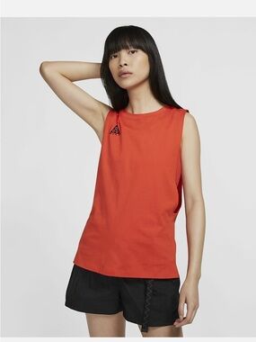 Nike ACG Habanero Red tank top Cotton Blend Size XXS